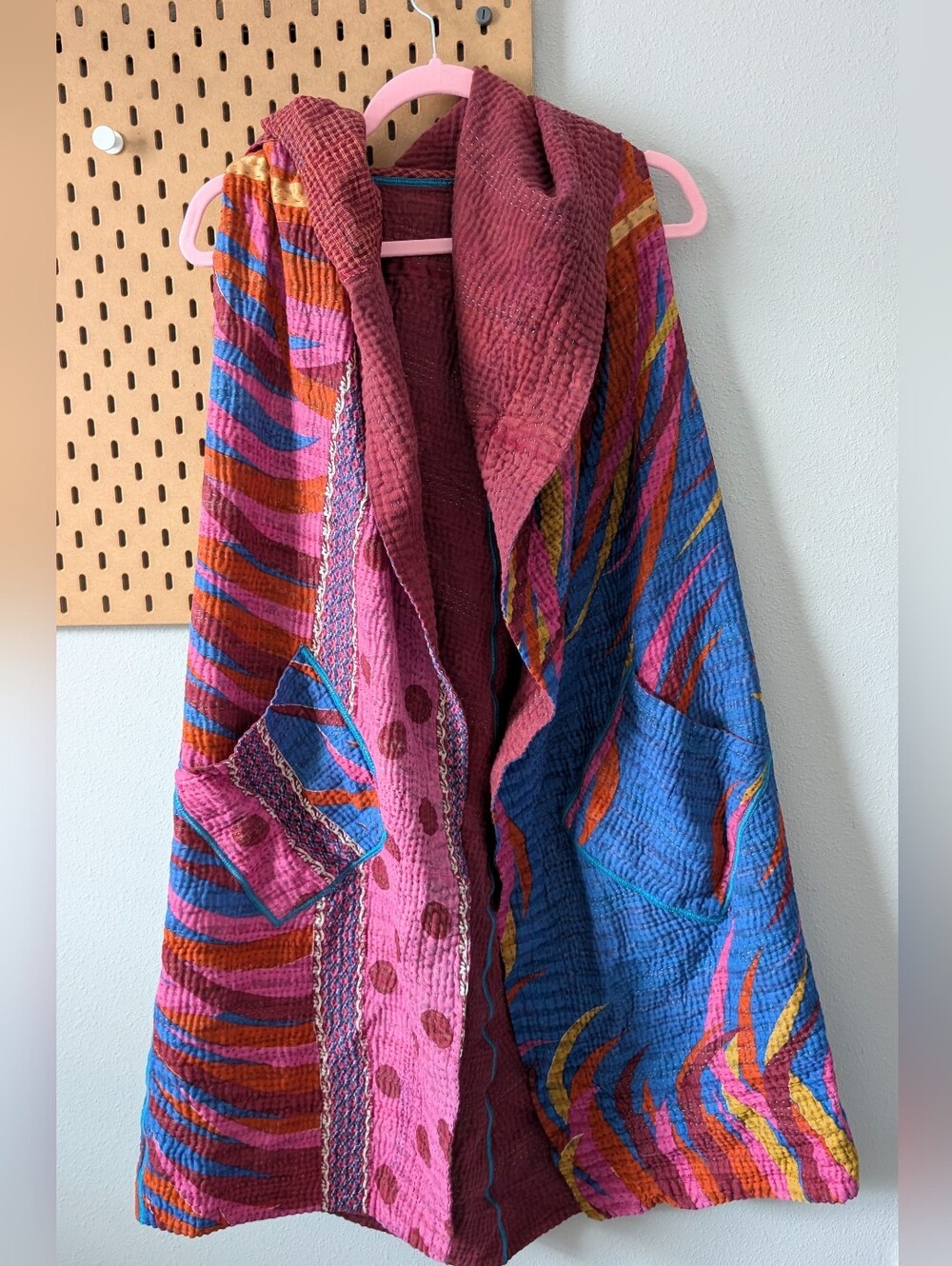 Women’s Reversible Waistcoat Vest | Hooded Duster | 100% cotton